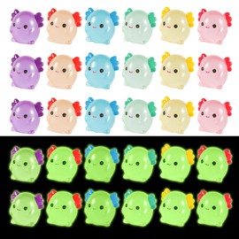 XIHIRCD 30pcs Mini Resin Axolotl Miniature Figurines, Glow in The Dark Tiny Animal Figures Axolotl Luminous Charms Ornaments for DIY Garden Landscape Dollhouse Potted Plants Decorations (6 Colors)