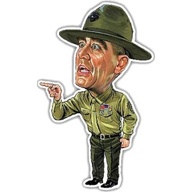 R Lee Ermey Decal Vinyl Sticker |Funny Cartoon| 6 X 3.5 Inch SSND1093