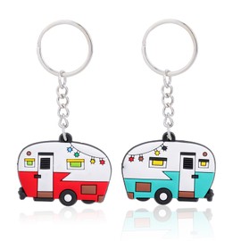 Foyten Camper Keychain, RV Key Ring,Couple Gifts Souvenir for Women Men,Camping Trailer Accessories,Outdoor Decor,2 Pack (Yellow)
