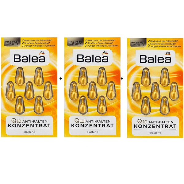 3 Packs of Balea Q10 Anti-Wrinkle Concentrate Serum “21 Capsules”