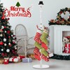 Shellwei 60 Inch Wooden Freestanding Christmas Stocking Holder with Santa