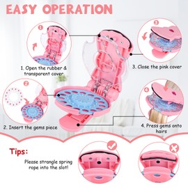 SEMKOTREE Hair Gems, Hair Bedazzler Kit Hair Gem Stamper with 420 Hair Diamonds, Hair Glitter Hair Jewels Machine, Girls Toys Hair Charms Girls Hair Accessories
