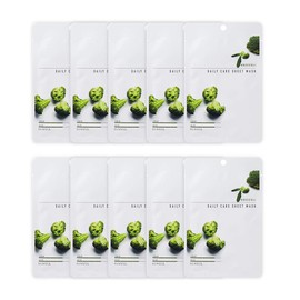 EUNYUL [Pack of 10] Daily Care Facial Sheet Mask Pack Broccoli x 10ea Korean Skincare Hydrating & Nourishing & Natural Ingredients for All Skin Types