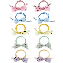 allydrew Polka Dots & Faux Pearls Hair Ties (Set of 10)