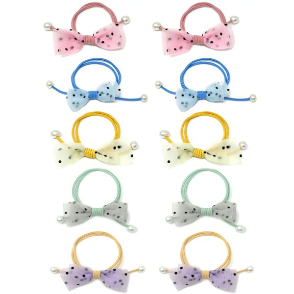 allydrew Polka Dots & Faux Pearls Hair Ties (Set of