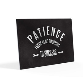 HB Art Design Patience There is No Shortcut to Success Black and White Quote Metal Print Motivational Wall Art Success Entrepreneur Quote Office Decor Inspirational Artwork Gift Ready to Hang 11x17