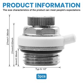 3 Pieces Automatic Bleed Valve: 1/2 Automatic Radiator Bleeder Valve Brass Self Bleeding Radiator Valve Radiator Bleeder for Radiators Boiler