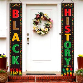 GERMISHUYS Black History Month Banner, Black History Month Decorations Porch Banner, African American Holiday Front Door Sign, Black History Month Banner Indoor Outdoor Decor