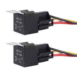 DIANN 2pcs Car Relay with Harness 12V 40A 4 Pin SPST Harness Sockets with Color-Labeled Wires for Automotive Truck Van Motorcycle Boat