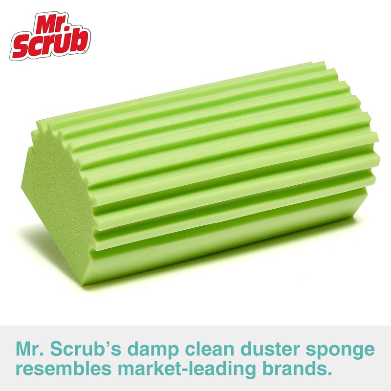 4 Pack Damp Dusting Sponge Duster, Green Dust Cleaning Sponge,