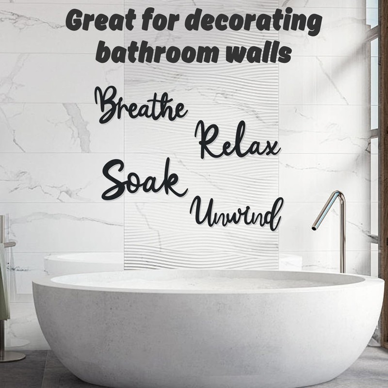 Bathroom Wall Art, Bathroom Quotes Wall Stickers, Breathe Relax Soak