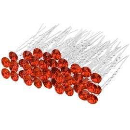 25PCS Rhinestone Hair Pins U-Shaped Hair Clips for Women Girls Bridal Prom Styling Accessories(Red)