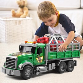 Dwi Dowellin Toy Truck Transport Cars Carrier with Dinosaur for Kids Toddlers,Birthday Gifts for Boy Toddler Child 3 4 5 6 Years Old
