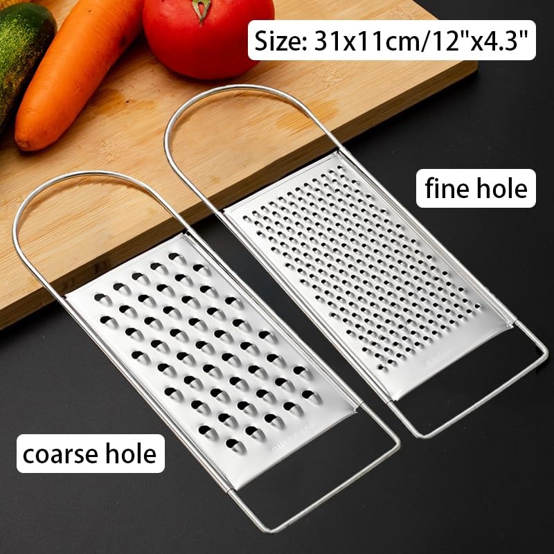 2 Pack Cheese Grater Handheld, Flat Coarse Stainless Steel Food