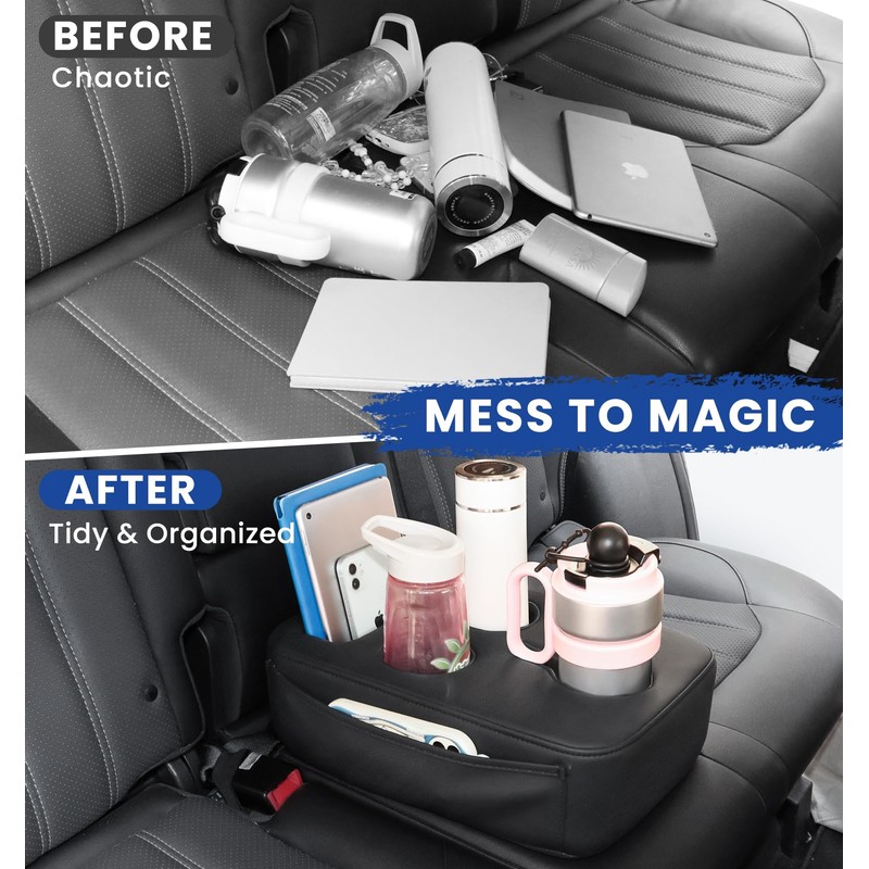 Back Seat Cup Holder for Car, PU Leather Couch Sofa