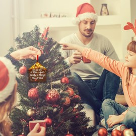 WaaHome Metal Family Christmas Ornaments - Side by Side Or Miles Apart Family is Always Close at Heart Ornaments for Christmas Tree Decorations Gifts for Families Mom Women