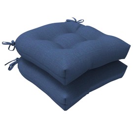 LVTXIII Outdoor/Indoor U-Shaped Wicker Seat Cushion, Decorative Tufted Chair Pads Seat Cushions Set for Patio Garden Home Office Furniture, 19”x19”x4”, 2 Pack, Navy Textured