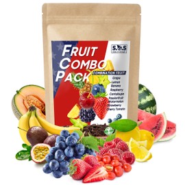 9 Varieties Survival Heirloom Fruit Seeds Pack - Cherry Tomatoes, Cantaloupe, Watermelon, Strawberries, Passion Fruit, Lemons, Raspberries, Grape Seeds for Planting (9 Varieties)