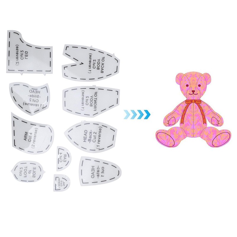 Generic Acrylic Memory Bear Template Ruler Set for Sewing Patterns