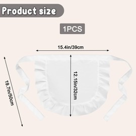 Solvayne White Waist Apron Cosplay Apron with Adjustable PU Leather Belt - Unisex for Men & Women, Perfect for Cosplay, Cafes, and Daily Use