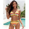 ZAFUL Women's Colorblock Stripes Triangle Bikini Cute String 2 Piece