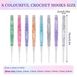 8Pcs Plastic Crochet Hooks Set, Colorful Inline Crochet Hooks Ergonomic for Arthritic Hands, Crocheting Needles Bulk for Knitting Blankets, Shawl, Carpet (2.5mm - 6mm)