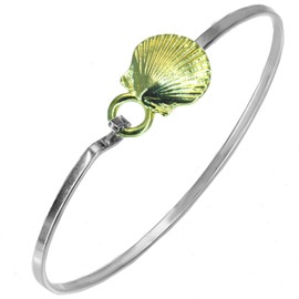 Cape Cod Jewelry-CCJ Scallop Clam Sea Shell Bracelet | Latch Cuff TwoTone 7.5
