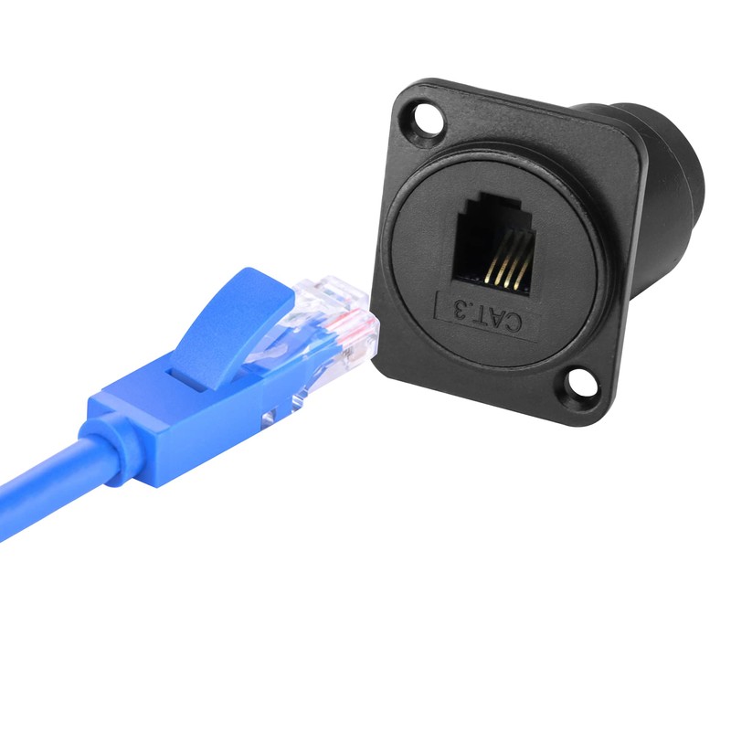 QIANRENON RJ11/RJ9 4P4C Panel Mount Feed-Through Connector CAT3 RJ9 Female-to-Female