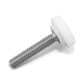 #10-24 x 1" Thumb Screw Stainless Steel - White Knurled Round Plastic Knob - Standard/Coarse Thread Thumbscrew - Length: 1.000" - Proudly Built in USA - Package of (4)