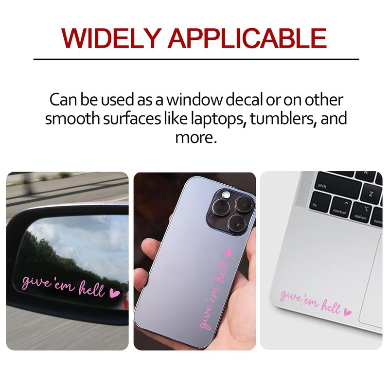 Give Em Hell Car Rearview Mirror Stickers, Pink