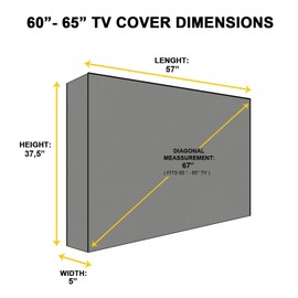 KHOMO Gear Outdoor TV Cover - Panther Series - Universal Weatherproof Protector for 60-65 Inch TV - Fits Most Mounts & Brackets, Black