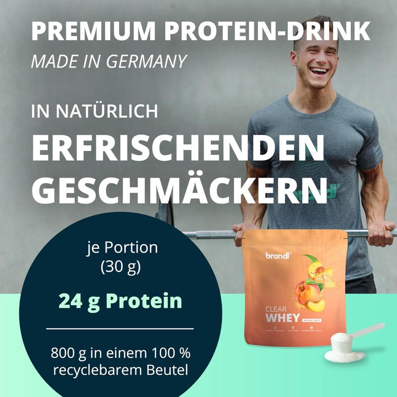brandl Clear Whey Isolate ohne künstliche Süßstoffe | 80% Eiweiß