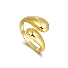 Minimalist Gold Teardrop Chunky Rings 925 Sterling Silver Thumb Ring Adjustable Open Ring Stackable Finger Rings for Women Friend Gift