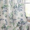 MYSKY HOME Linen Sheer Curtains for Living Room Leaf Patterned