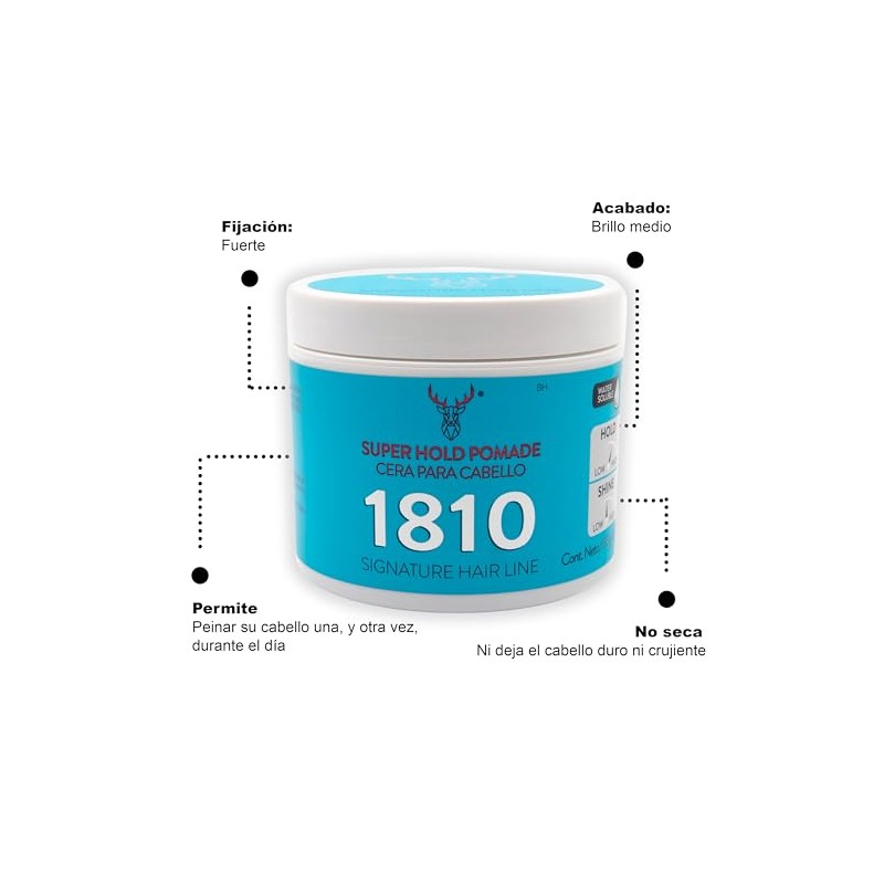 1810 Cera SUPER HOLD POMADE para cabello (Nueva Imagen) -