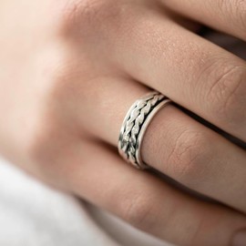 MATERIA by Matthias Wagner Anti-Stress Ring Silver 925 Unisex – Spinner Jewellery Women Men, Sterling Silver