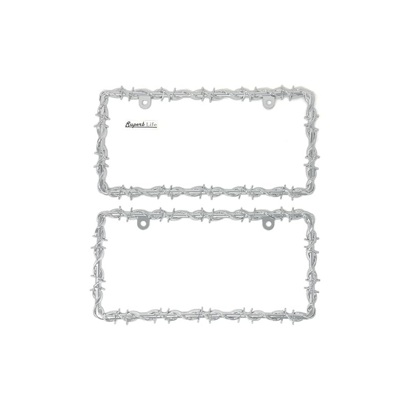 Universal Barbed Wire Design Plastic License Plate Frames, Set of