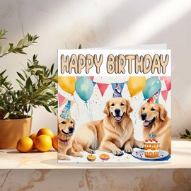 Golden Retriever Birthday Card 145 x 145mm