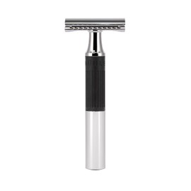 MÜHLE NEO Safety Razor, Rubber Grip Handle in black, Closed Comb, Chrome