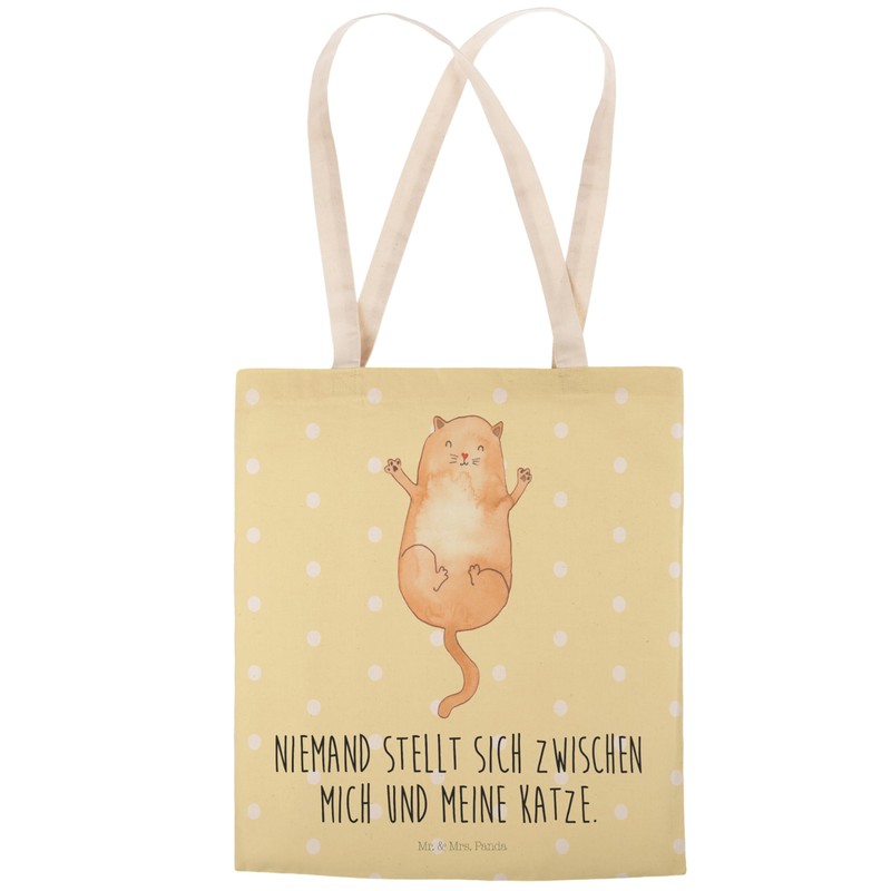 Mr. & Mrs. Panda Hugging Cat Shopping Bag, yellow