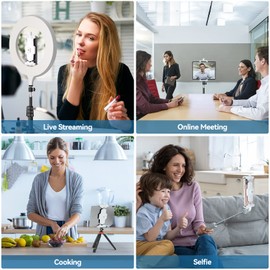 KDD Tablet and Phone Tripod Mount Adapter with Ball Head, White Tablet Mount for Tripod, 360 Rotatable Tablet Holder Clamp fit Pro 12.9, Air Mini, Galaxy Tab, Surface Pro, Selfie (5.3-10.6’’)