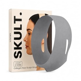 SKULT Faja moldeadora facial de colágeno para mentón y mandíbula (2 unidades), correa reutilizable para la barbilla para dormir, máscara moldeadora de mandíbula ajustable, faja facial transpirable y r