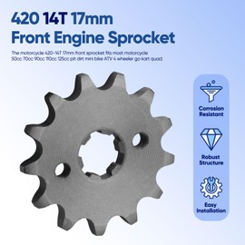 CQSPMOTO 420 14T 17mm Motorcycle Front Engine Sprocket fits for 50cc 70cc 90cc 110cc 125cc 140cc 160cc Z50 CT70 Pit Dirt Mini Bikes Go Kart Trail Roketa Sunl Lifan Chinese Quad ATVs 4 Wheeler Moped