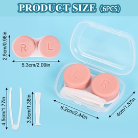 6 Pack Contact Lens Cases, Portable Contact Lens Case with 6 Colors, Mini Eyes Contact Lens Container,Left/Right Eyes Contact Lens Box with Tweezers Wearing Stick for Contact Lens Removal Store