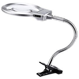 Magnifers Lighted Hands Free,Pro-Flex Desk Led Magnifying Glass Lamp 2.25X 5X Insert Lens Desktop Table Lamp for Close Work, LED Lighted Gooseneck Magnifier with Clamp for Reading
