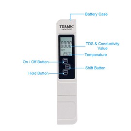 Water Quality Tester, BE-TOOL 3-in-1 TDS/EC/Temp Meter Digital Water Quality Tester for Drinking Water Purity Test, Swimming Pools - Includes Carrying Case & Instruction Sheet