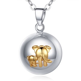 EUDORA Harmony Ball Angel Caller Pregnancy Women Necklace Elephant Mother and Kid Necklace Wishing Chime Ball Bola Pendant for Future Mama Fashion Jewellry Original Gift for Women, 45inch + 30inch