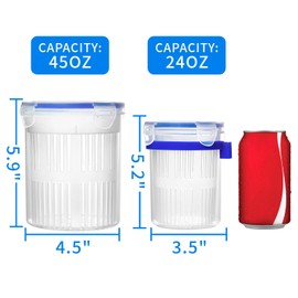 Qiuhome Pickle Jar with Strainer, Pickle Container with Strainer Jalapeno Container Pickle Storage Containers 4 Pcs (24 oz & 45 oz)