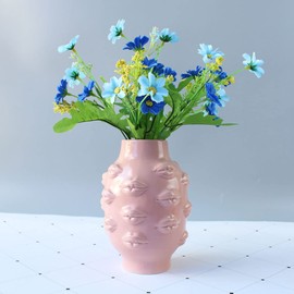 Romehaha Ceramic Body Vase, Lips Vase Table Decor Modern Farmhouse Decor Flower Vase for Home Office Shops 6.5X4.72Inch (Pink)