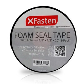 XFasten Black Foam Seal Tape, Self-Adhesive, 1/8"Thick 1/2-Inch x 20-Foot (3-Pack), High-Density Weather Strip Tape for Window, Door Insulation, Neoprene Insulation Foam Tape